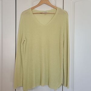 EILEEN FISHER Citron Yellow Organic Linen Chain Boxy Sweater Size M